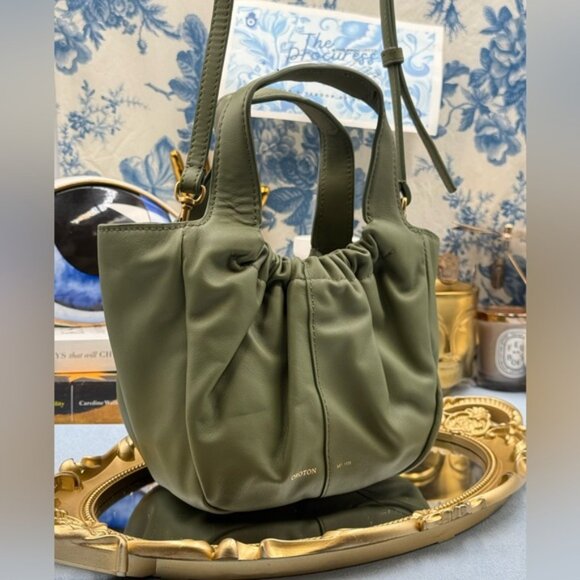 🆕 OROTON 🧿 NWOT Emilia Soft Mini Tote with Crossbody Strap, Khaki Green - Picture 3 of 16